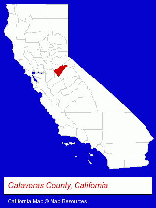 California map, showing the general location of Calaveras Mini STGE & Warehouse