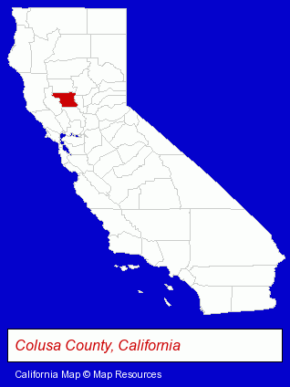 California map, showing the general location of Williams Unified School District