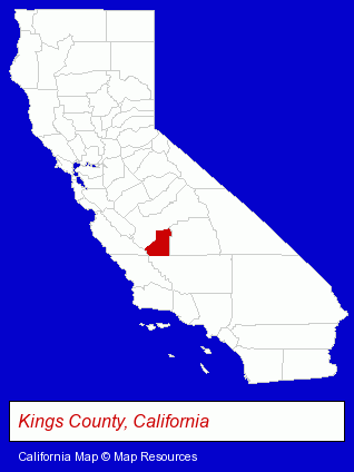 Kings County, California locator map