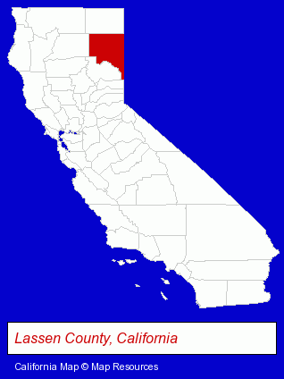 California map, showing the general location of Lassen County Office of Education