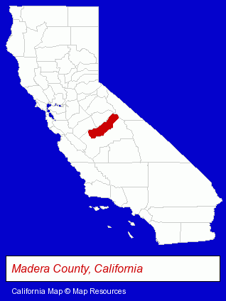 California map, showing the general location of Madera Private Security Patrol