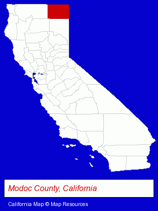 California map, showing the general location of Modoc County Record