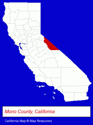 California map, showing the general location of Meadowcliff Lodge