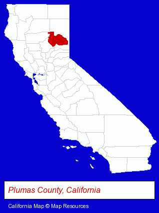 California map, showing the general location of Plumas Charter School