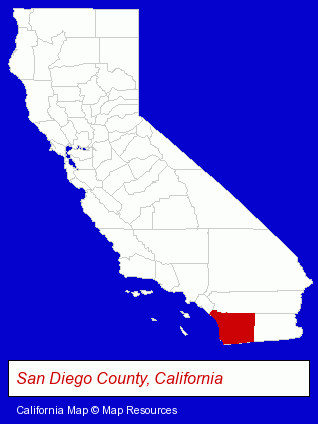 California map, showing the general location of San Diego Hearing Center