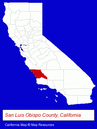 California map, showing the general location of Mitch's Stitches