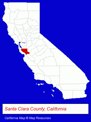 Santa Clara County, California locator map