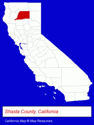 California map, showing the general location of Superior Calif. Economic Development District