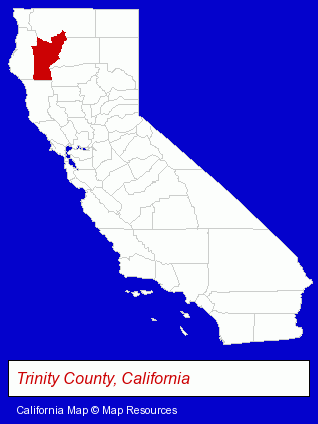 California map, showing the general location of Trinity County Life Support
