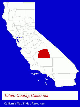 Tulare County, California locator map