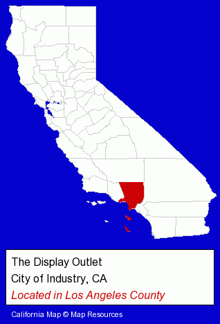 California counties map, showing the general location of The Display Outlet