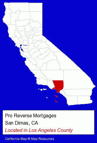 California counties map, showing the general location of Pro Reverse Mortgages
