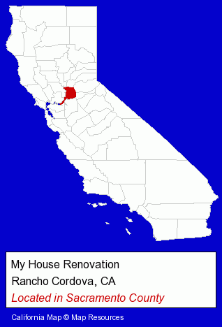 California counties map, showing the general location of My House Renovation