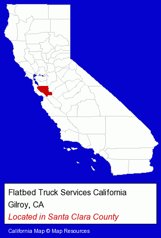 California counties map, showing the general location of Flatbed Truck Services California