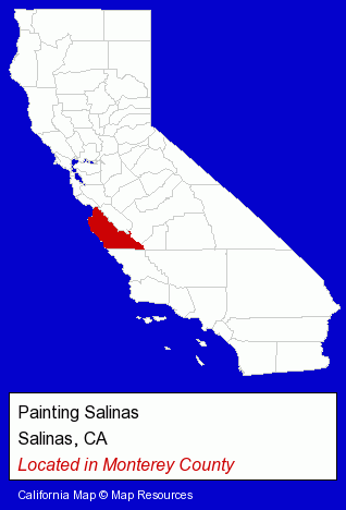 California counties map, showing the general location of Painting Salinas