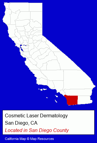 California counties map, showing the general location of Cosmetic Laser Dermatology