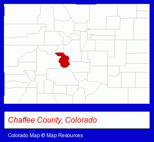 Colorado map, showing the general location of Collegiate Peaks Bank
