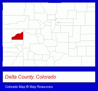 Colorado map, showing the general location of Delta Timber Company
