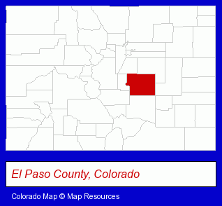 Colorado map, showing the general location of Pikes Peak National Bank