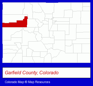 Garfield County, Colorado locator map