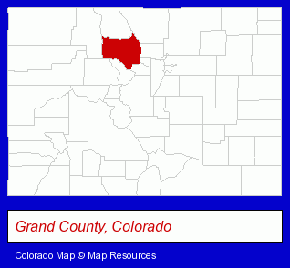 Colorado map, showing the general location of Grand Lake Plumbing Company
