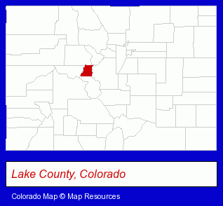 Colorado map, showing the general location of Lake County Intermediate School