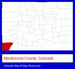 Colorado map, showing the general location of Blackhawk Products