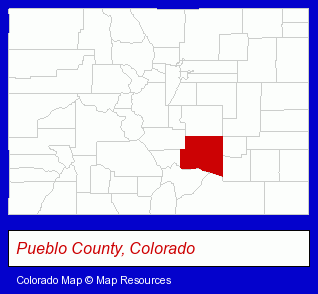 Colorado map, showing the general location of El Pueblo Adolescent Treatment