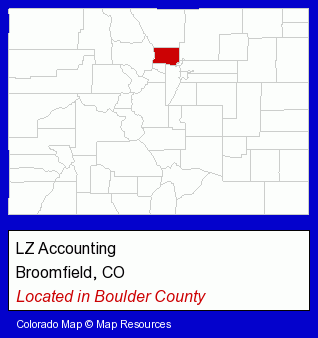Colorado counties map, showing the general location of LZ Accounting