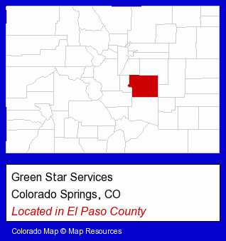 Colorado counties map, showing the general location of Green Star Services