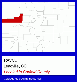 Colorado counties map, showing the general location of RAVCO