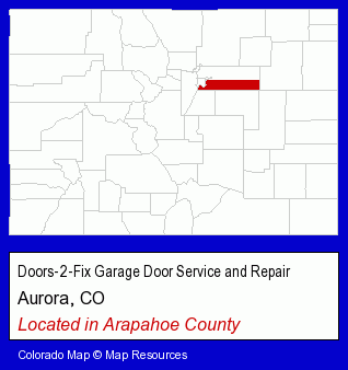 Colorado counties map, showing the general location of Doors-2-Fix Garage Door Service and Repair