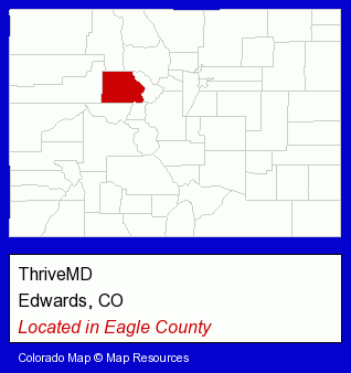 Colorado counties map, showing the general location of ThriveMD