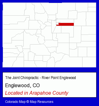 Colorado counties map, showing the general location of The Joint Chiropractic - River Point Englewood