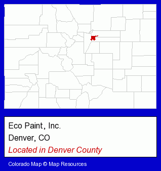 Colorado counties map, showing the general location of Eco Paint, Inc.