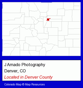 Colorado counties map, showing the general location of J Amado Photography