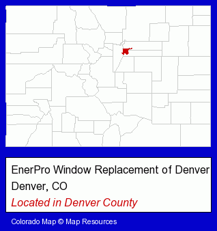 Colorado counties map, showing the general location of EnerPro Window Replacement of Denver