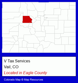 Colorado counties map, showing the general location of V Tax Services