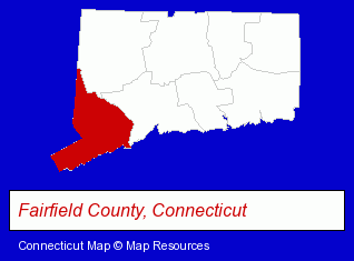 Connecticut map, showing the general location of Hawley Lane Shoes