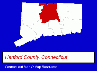 Connecticut map, showing the general location of Nyren's of New England Florist