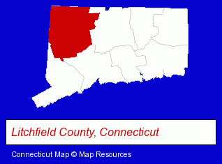 Connecticut map, showing the general location of Daffodil Hill