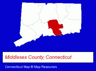 Connecticut map, showing the general location of Orthodontic Specialists of Central Connecticut