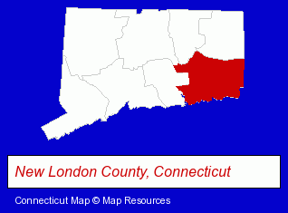 Connecticut map, showing the general location of Olde Tymes Restaurant
