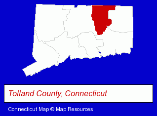 Connecticut map, showing the general location of Guillero's Hair Studio