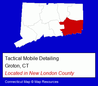 Connecticut counties map, showing the general location of Tactical Mobile Detailing