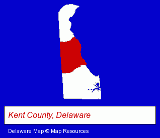 Delaware map, showing the general location of Custom Decor Inc