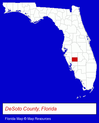 Florida map, showing the general location of Peace River Citrus Products