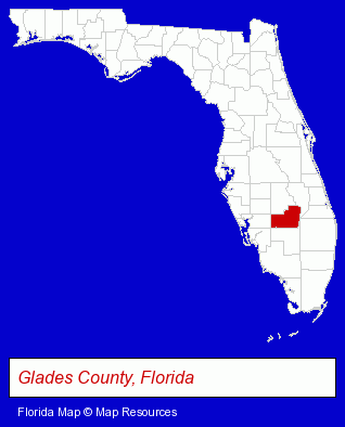Florida map, showing the general location of Glades Golf & Grill