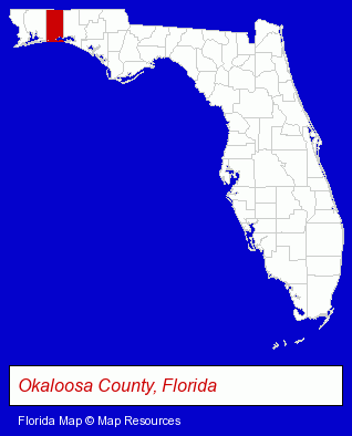 Okaloosa County, Florida locator map