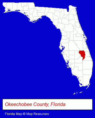 Florida map, showing the general location of W & W Lumber CO of Okeechobee